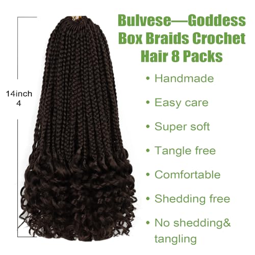 Chocolate Brown Goddess Box Braids Crochet Hair 14 Inch 8 Packs for Black Women