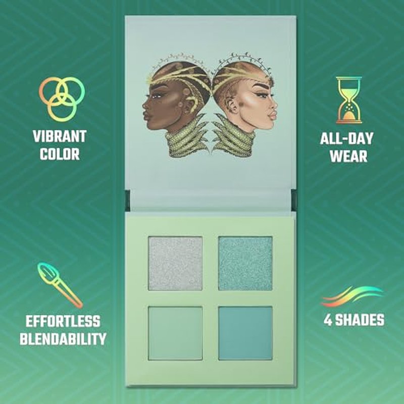 Juvia's Place Rebel Quad Mint Eyeshadow Palette - Shades of 4, Professional Eye Makeup, Pigmented Makeup Palette for Eye Color & Shine, Pressed Eyeshadow Cosmetics