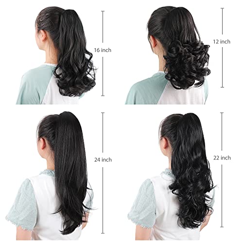 Auburn Ponytail Extensions 22 Inch Pack of 2 Claw Clip-In Hairpieces for Women