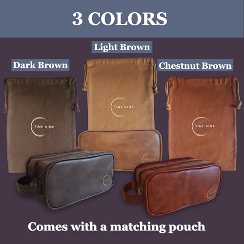 Premium Men¡¯s Toiletry Bag with Drawstring Pouch ? Durable Water-Resistant Leather-Look Travel Organizer for Shaving, Grooming & Hygiene Essentials (Chestnut Brown)