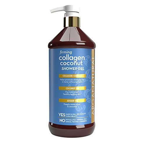Arganatural Collagen & Coconut Shower Gel - Moisturizing Body Wash with Argan Oil, Firming Formula, 32 oz