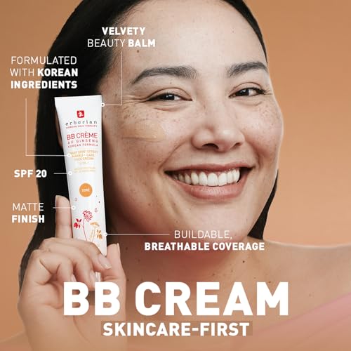 Erborian BB Cream Matte Beauty Balm SPF 20, Tone-Evening Korean Skincare Makeup Hybrid, Moisturizes & Conceals, Buildable Coverage, Natural Finish