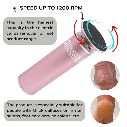 High Power Electric Foot Callus Remover, 2025 Upgrade with 100-inch Extra-Long Cord and 60 Replaceable Sandpaper Discs, Electric Foot File for Cracked Heels and Dead Skin, Rose Pink