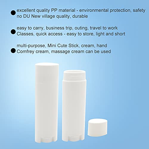 100PCS White Oval Lip Balm Tubes with Caps - 5ml Plastic Lip Gloss Containers