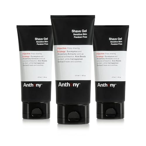 Anthony Sensitive Skin Shave Gel - Non-Foaming, Aloe & Eucalyptus - 6oz Pack of 3