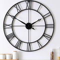Black Roman Numeral Wall Clock - 30 Inch Industrial Metal Decor - Heavy Duty Large Living Room Clock - Variation of THIS listing