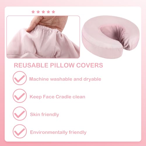 Macarrie 24 Pcs Pink Microfiber Massage Face Cradle Covers Reusable Spa & Beauty