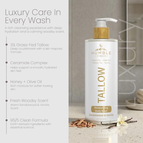 Humble Vibes Sandalwood Vanilla Grass-Fed Tallow Body Wash 16.9 fl oz