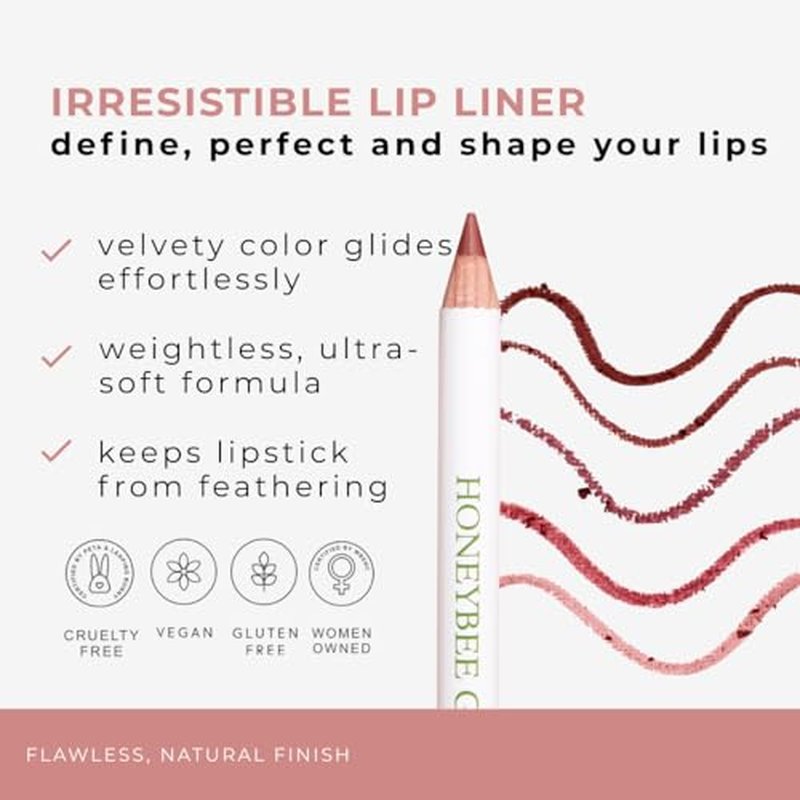 Honeybee Gardens Irresistible Lip Liner In Zen, Warm Pink Color, Long-Lasting, Gluten-Free, Vegan, 0.04 oz