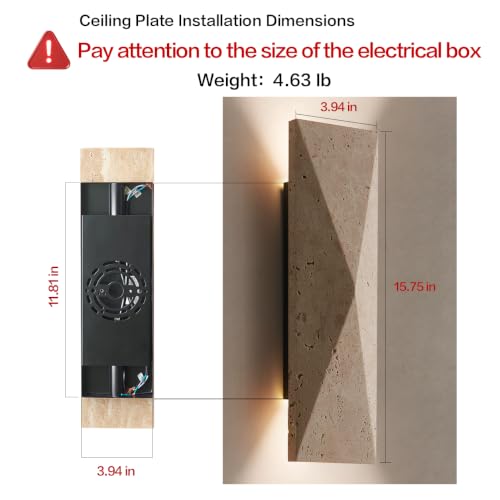 LVLVlech Travertine Wall Sconce - Natural Stone Up-Down Light for Hallway & Bedroom