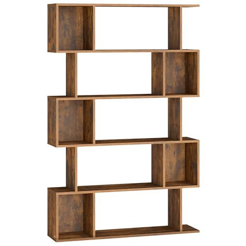 VASAGLE 5-Tier Bookcase Rustic Brown, Open Shelving 35.4 x 9.4 x 62.6 Inches