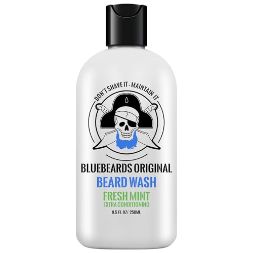 Bluebeards Original Fresh Mint Beard Care for Men, 8.5 oz. - Natural Peppermint Oil Formula for Deep Cleansing, Softening, and Conditioning Beard and Skin - Made in USA