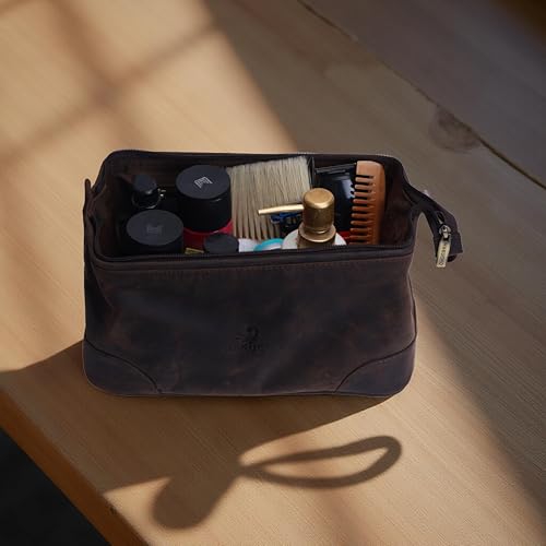 Celestial Leather Toiletry Bag ? Where Elegance Meets Everyday Utility, (DARK BROWN)