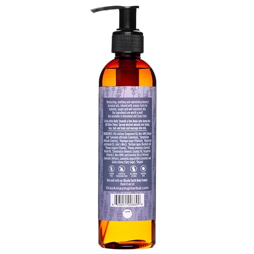 Ora's Amazing Herbal Blissful Earth Lavender Body Oil 7.5 oz - Moisturizing, Relaxing Massage & Bath Oil for Women & Men