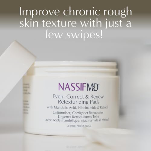 NassifMD Even, Correct & Renew Retexturizing Pads | Chemical Peel for Face | Whitehead, Closed Comedone and Acne Marks Skin Resurfacing Pads | Hyperpigmentation Treatment for Face