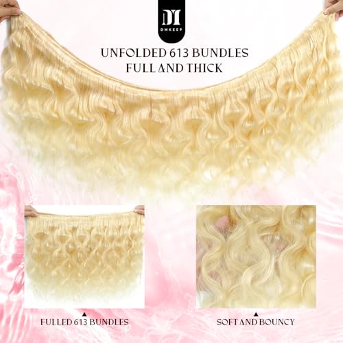 Human Hair Bundles 12A Blonde Body Wave 16 Inch - Unprocessed Virgin Brazilian 613 Extensions