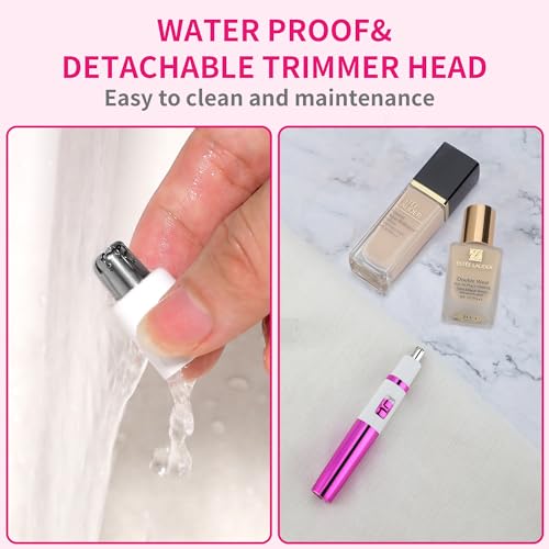 Ear and Nose Hair Trimmer for Women Nose Hair Clipper Professional Painless Noses Trimmer Ladies Eyebrow and Facial Hair Trimmer Battery-Operated, Waterproof Dual Edge Blades for Easy Cleansing