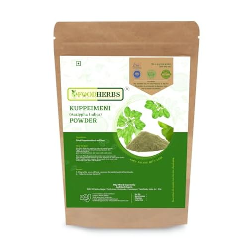 FOODHERBS Kuppaimeni Powder | Natural Facial Hair Removal | 200 Gm/0.44 Lbs | Clear Skin | Acalypha Indica | Harita Manjari
