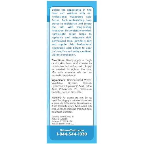 Nature's Truth Hyaluronic Acid Serum for Skin | 1 fl oz | Topical Liquid