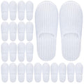 White Medium Coral Fleece Spa Slippers 12 Pairs Reusable Home & Hotel Use
