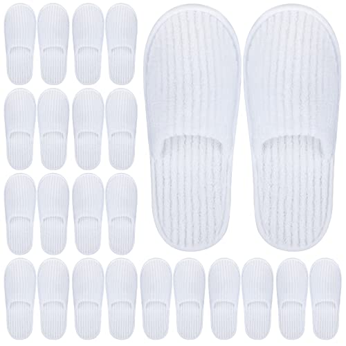 White Medium Coral Fleece Spa Slippers 12 Pairs Reusable Home & Hotel Use