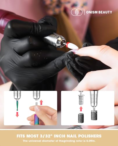 Pink Onism Nail Drill Bits Set - 30 Carbide Ceramic Quartz & 75 Sanding Bands - Pink-30PCS