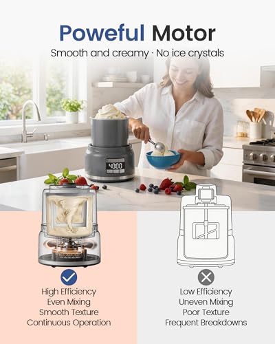 Ice Cream Maker Machine Gray 2.1 Quart Double Insulated Soft Serve Gelato Sorbet