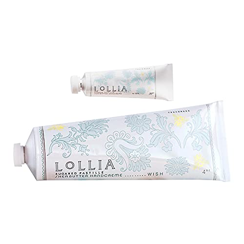 LOLLIA Wish No. 22 Handcreme Bundle, .33 oz. & 4 oz. ? Sugared Pastille ? Scented Hand Cream for Women, Moisturizing Hand Lotion for Dry Hands, Shea Butter & Cocoa Butter, Quick Absorbing Lotion