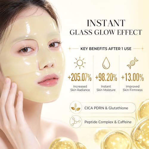 Hydrogel Face Mask Set with Niacinamide & Cica - Vegan, 4 Pack - Glass Skin Glow
