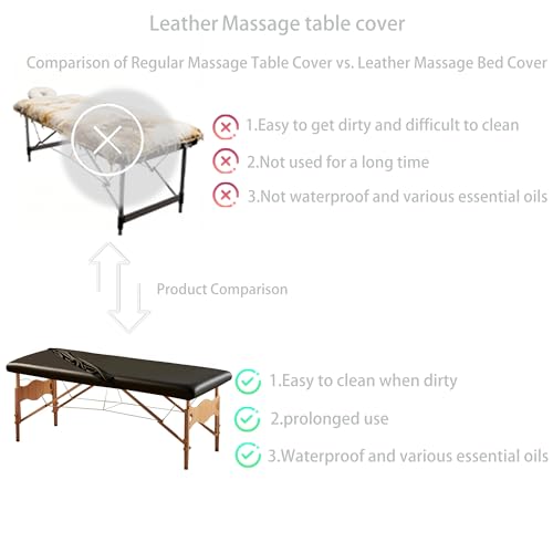 Waterproof Massage Table Cover - Black PU Leather, Elastic Fit, Professional Spa & Therapy Bed Protector