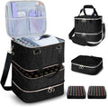 Yttriuny Black Nail Polish Organizer with UV Lamp & Manicure Tools, Holds 84 Bottles