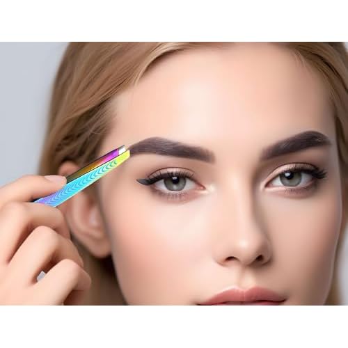 Tweezers for Women Facial Hair, Eyebrow Tweezer for men, Professional Stainless Steel Pointed Splinter Ingrown Hair removal, Colorful
