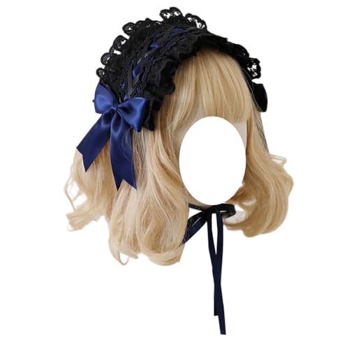 Women's Lolita Headband Black Lace Maid Hair Accessory for Cosplay & Parties - Blue Variation