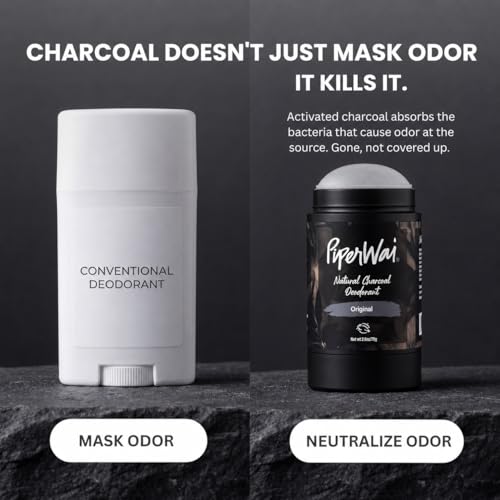 Natural Deodorant with Activated Charcoal - Vegan, Aluminum-Free, Long-Lasting Odor Protection, Scented Jar & Stick Set