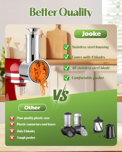 Jooke Slicer Shredder Attachment for KitchenAid Stand Mixers - Metal Silver