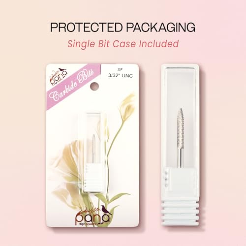 PANA 3/32" Carbide Cuticle Nail Drill Bit for Cuticle Cleaning, Dead Skin Removal, Gel Polish & Acrylic Removal, Under Nail Cleaner, Nail Salon, Manicure Tools (UNC - Silver, Extra Fine)