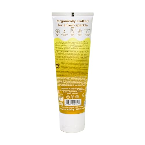 Kids Organic Coconut Banana Toothpaste 3oz Pack of 3 - Non-Toxic, Fluoride-Free
