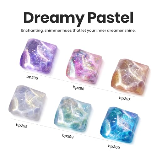 Beetles Glitter Nail Polish Set, 6 Colors Dreamy Pastel Pearl Quick Dry Nail Polish Kit, Long Lasting Shine DIY Manicure Gift for Women Girl Christmas Nail Art