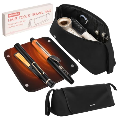 MOKURA Travel Hair Tool Bag with Heat Resistant Mat - Black