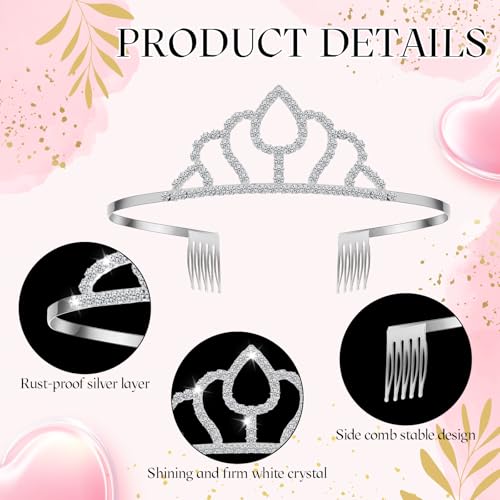 Remuuly 12 Pcs Silver Crystal Tiara Crowns for Women & Girls - Elegant Hair Accessories