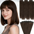 Dark Brown 12 Inch Real Human Hair Clip-In Extensions - Seamless & Tangle-Free