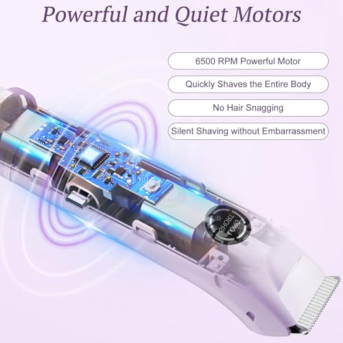 2025 New Bikini Trimmer for Women, 4 in 1 Dual Head Electric Razor, IPX7 Waterproof (Wet/Dry), Painless Hypoallergenic for Shower & Travel, USB Rechargeable for Pubic/Underarm/Leg, Purple