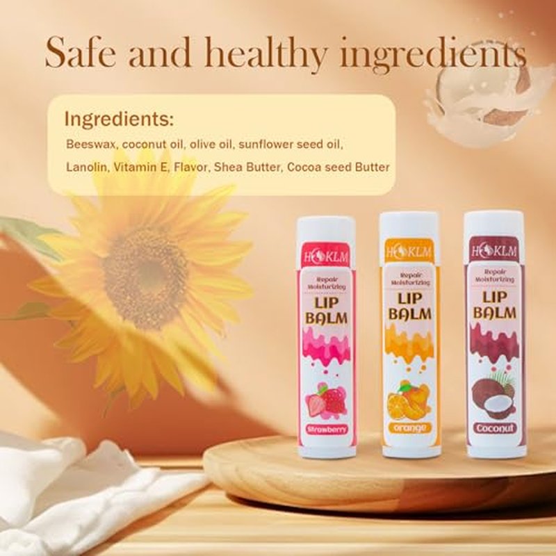 42 Pack Lip Balm, Natural Lip Balm Bulk with Shea Butter, Vitamin E and Coconut Oil, Moisturizing for Chapped Lips, Best Lip Care, Suitable for People of All Ages - 14 Flavors 0.15 Oz
