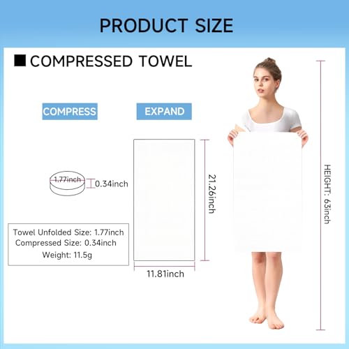 Portable 21x12 Inch Thicker Compressed Towels - 36 Packs Travel & Outdoor Reusable Washcloths