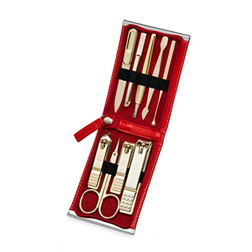 Travel Manicure & Pedicure Grooming Kit - 9-Piece Nail Clipper Set with Case