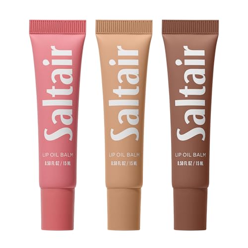 Saltair Lip Oil Balm Set - Dragon Fruit, Clear & Toasted Tinted Gloss 3 Pack
