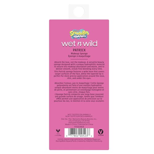 wet n wild SpongeBob SquarePants Collection Makeup Sponge, Hydrophilic, Reusable 3D Beauty Blender for Foundation, Contour & Highlighting, Patrick Star Edition