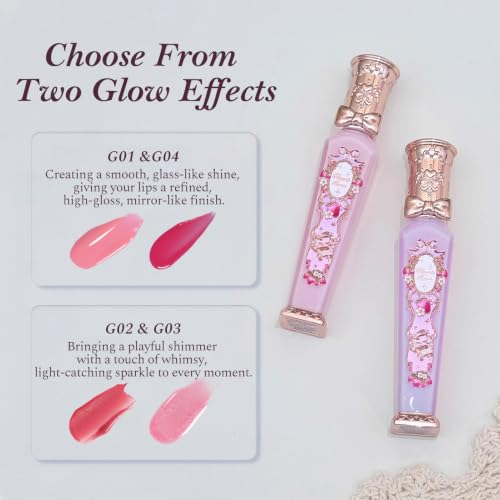 Flower Knows G01 Strawberry Macaron Glowy Lip Gloss, Light Baby Pink 0.12 Fl Oz
