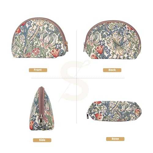 Travel Makeup & Toiletry Bag - William Morris Golden Lily Pattern - Compact Size