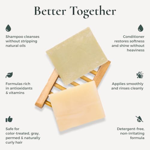 Plastic-Free Shampoo & Conditioner Bar Set - Eco-Friendly Hair Care, 3-Pack